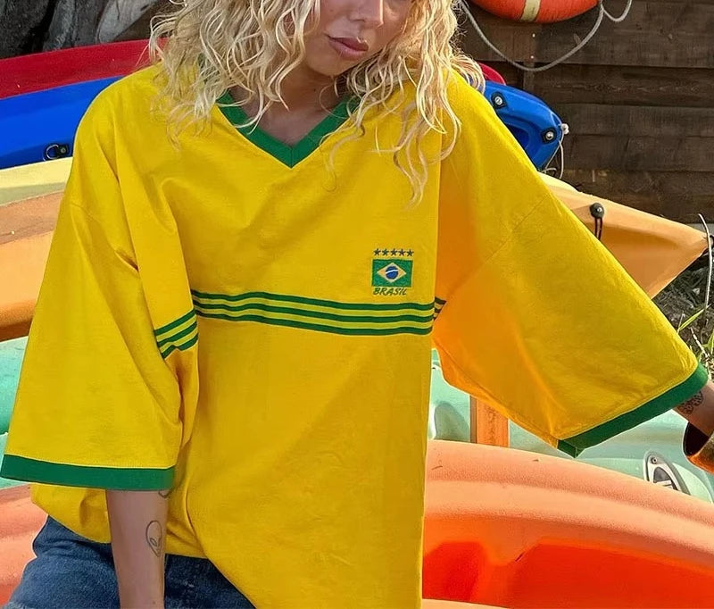 Brazil Retro Graphic Crop Top