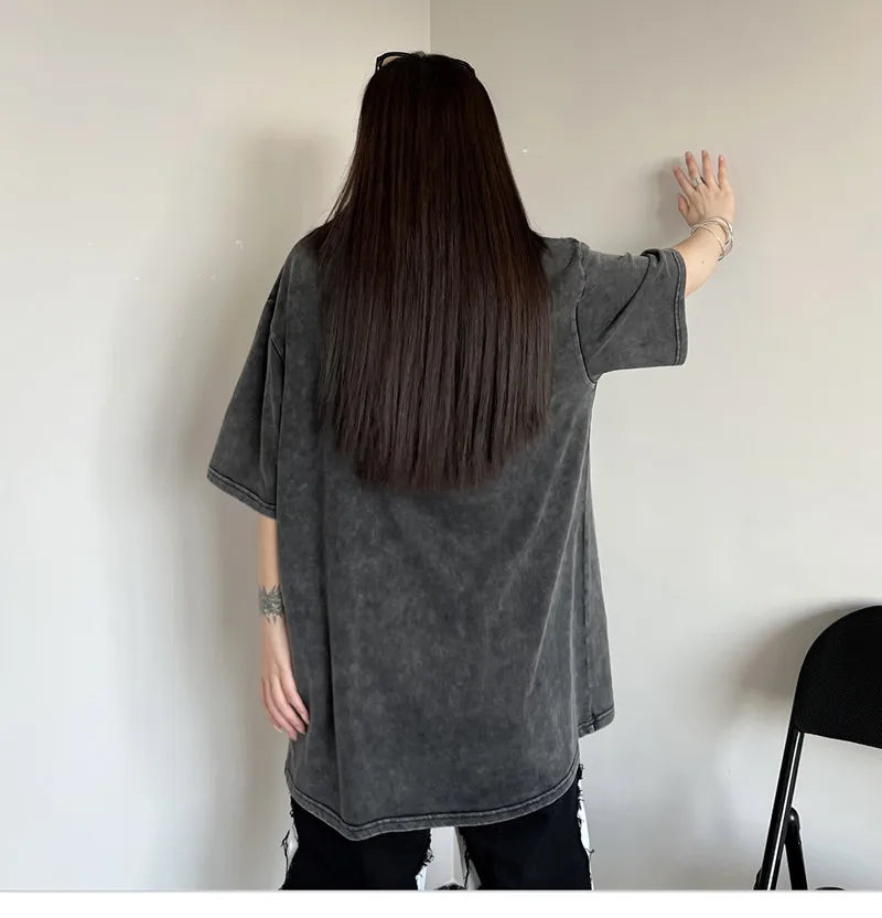 Black Wash Distressed Oversized T-Shirt