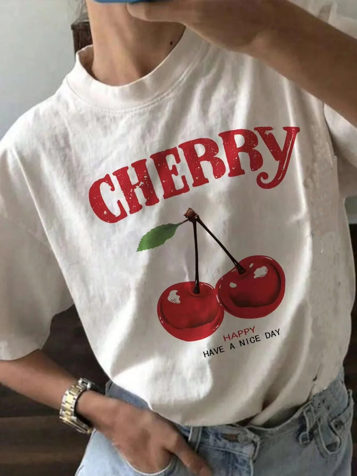 Cherry Print Summer T-Shirt