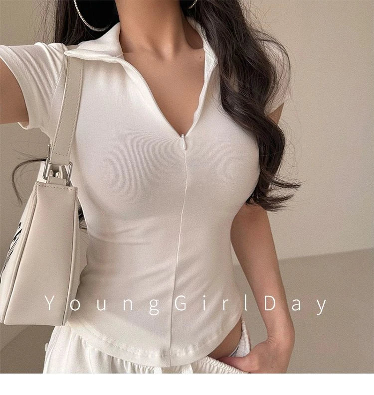 Zipper Turtleneck Crop Top