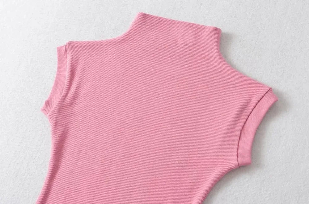 Women's Sleeveless Solid Turtleneck Top