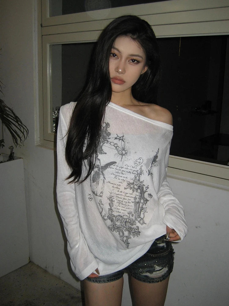 Korean Graphic Long Sleeve Tee