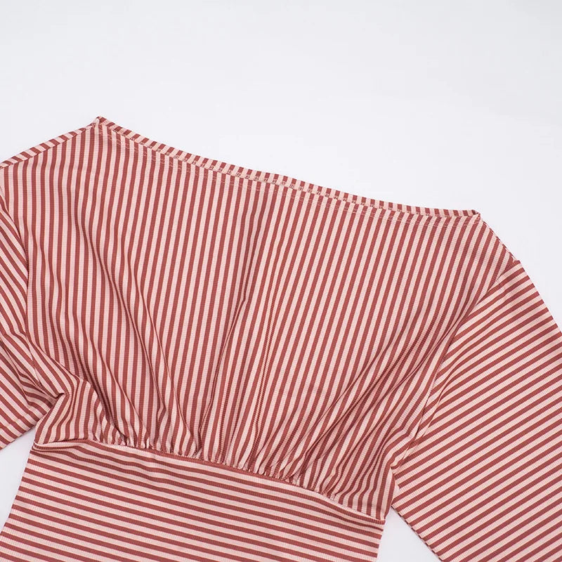 Striped Off-Shoulder Crop Top