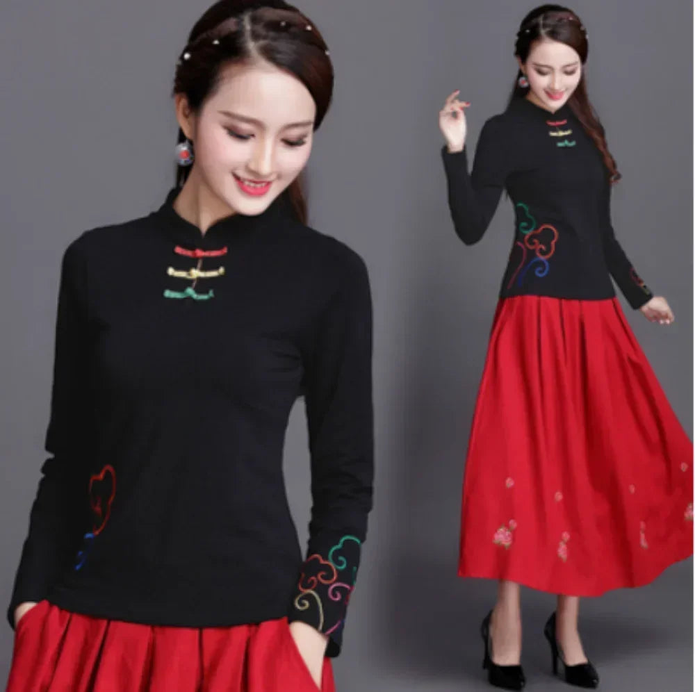 Women's Embroidered Ethnic T-Shirt
