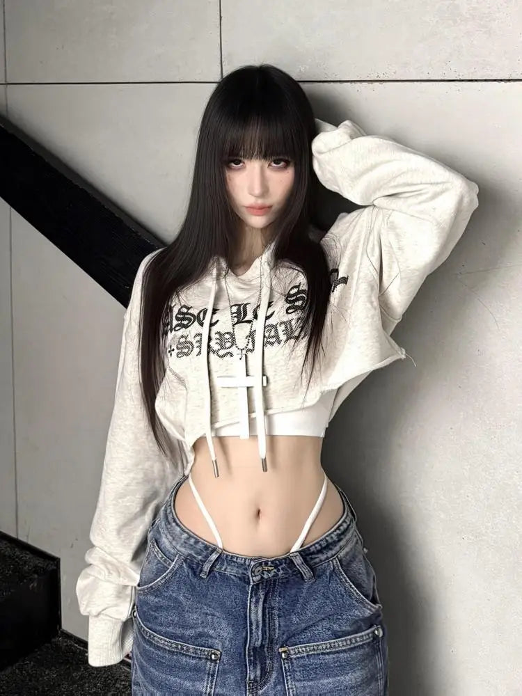 Women's Y2K Graphic Hooded T-Shirt