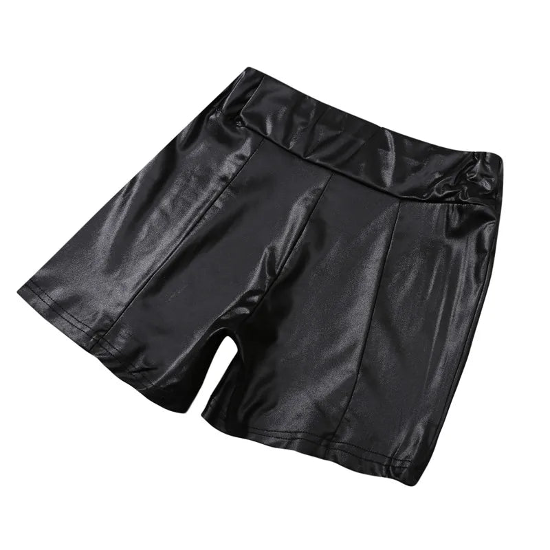 High Waist PU Leather Shorts