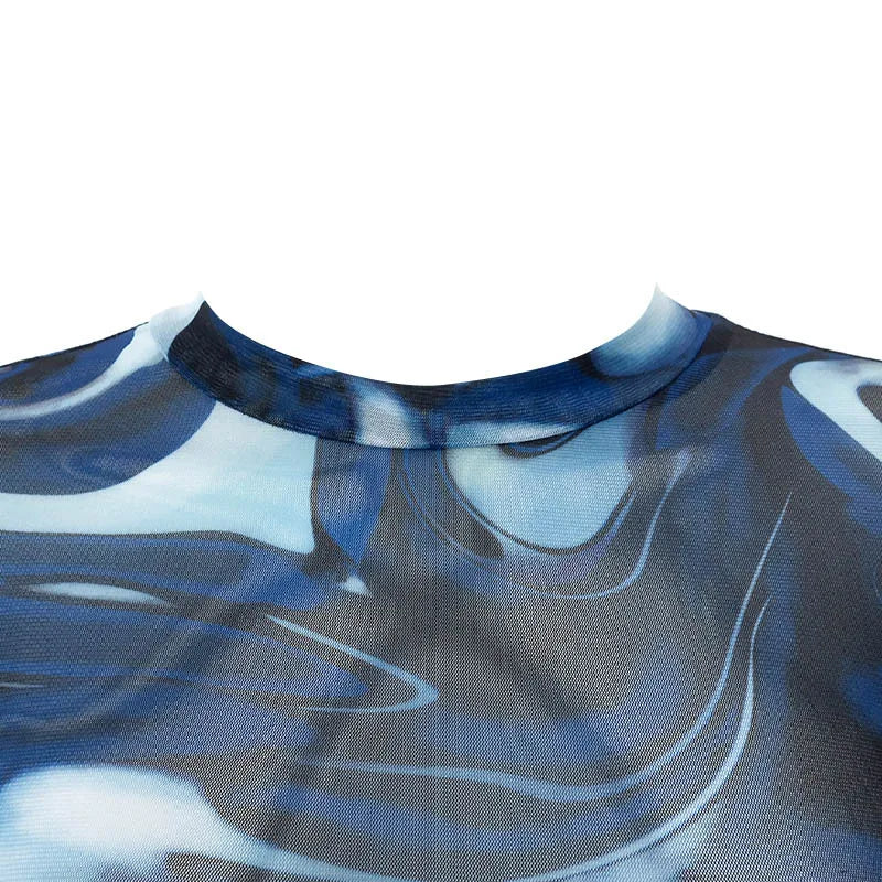 Women's Mesh Long Sleeve Crop Top