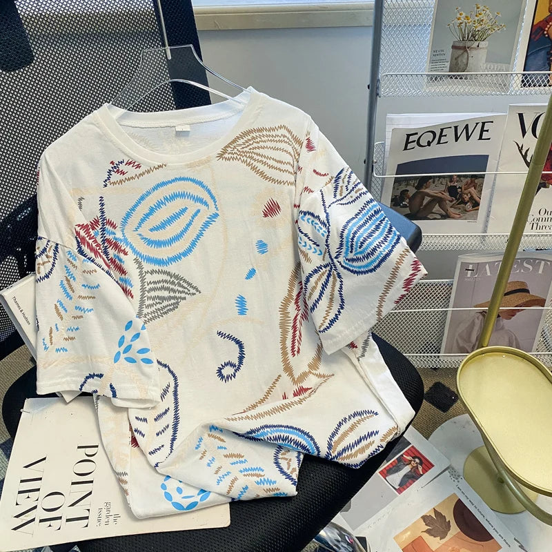 Women's Loose Cotton Graphic T-Shirt