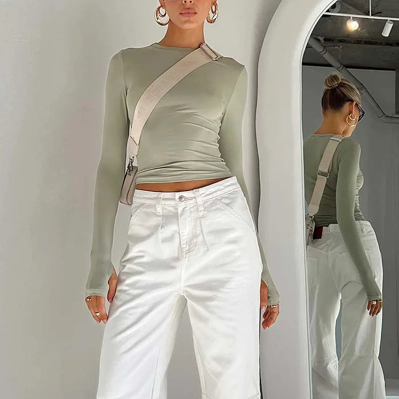 Women's Long Sleeve Crop Top