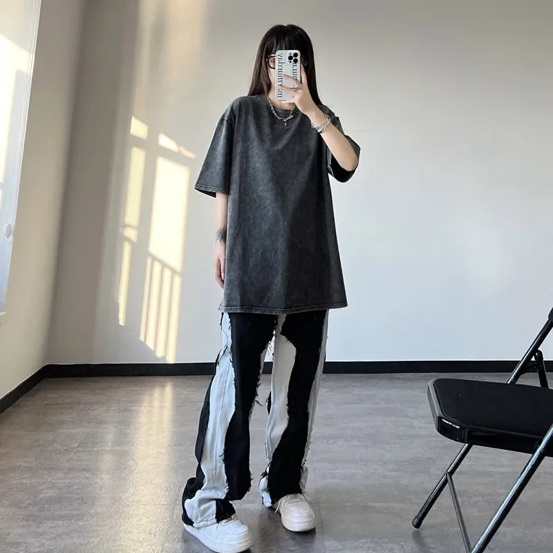 Black Wash Distressed Oversized T-Shirt