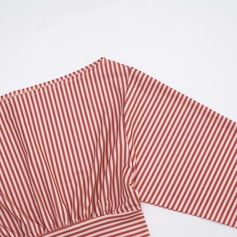 Striped Off-Shoulder Crop Top