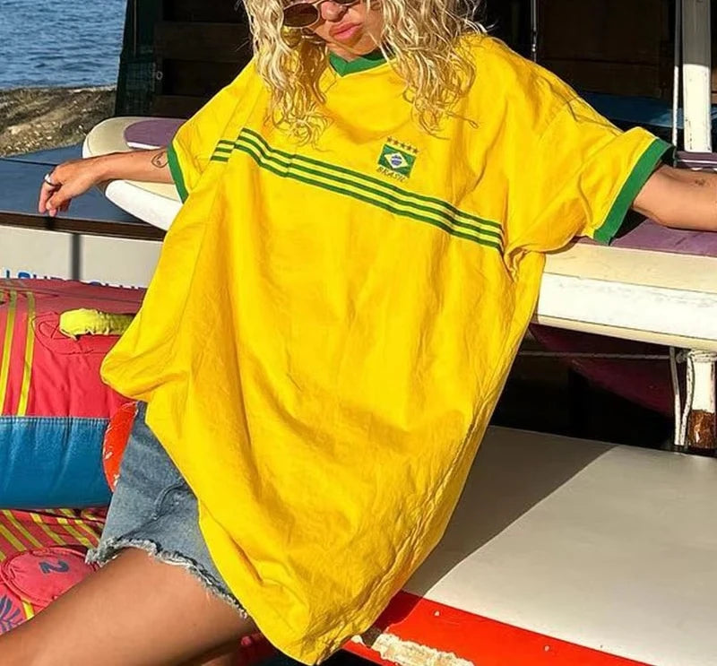 Brazil Retro Graphic Crop Top
