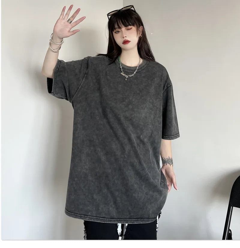 Black Wash Distressed Oversized T-Shirt