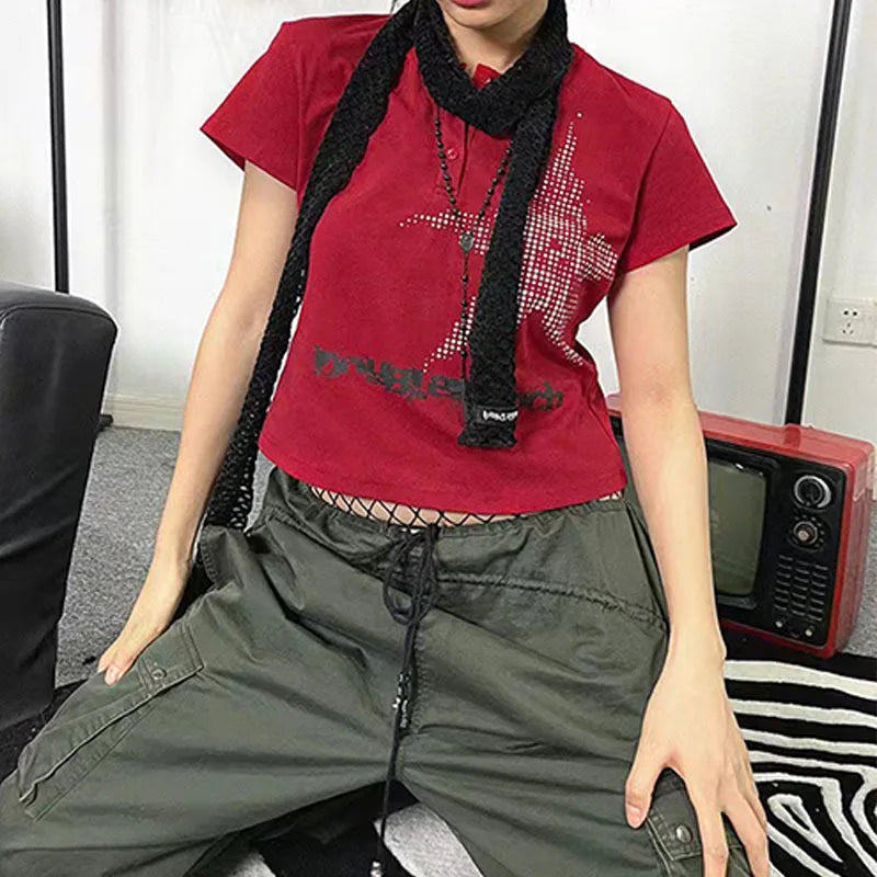 Women's Star Pattern Crop Top