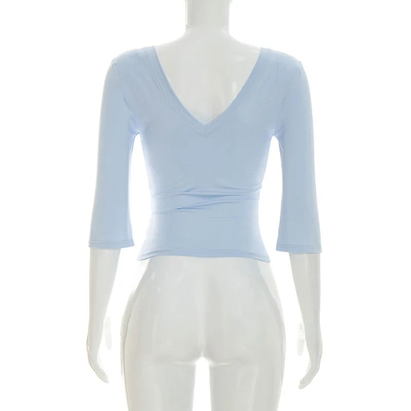 Women's Casual Crop Top V-Neck