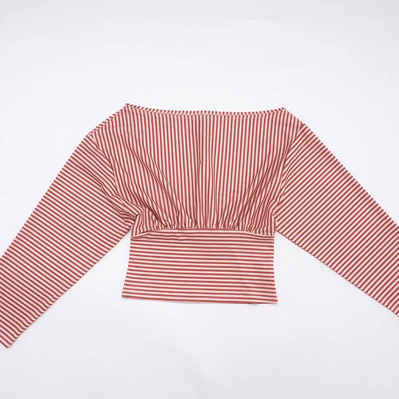 Striped Off-Shoulder Crop Top