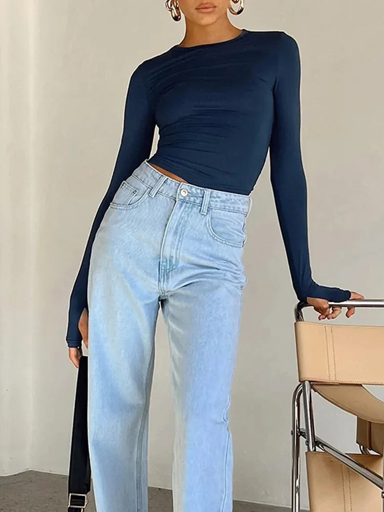 Women's Long Sleeve Crop Top