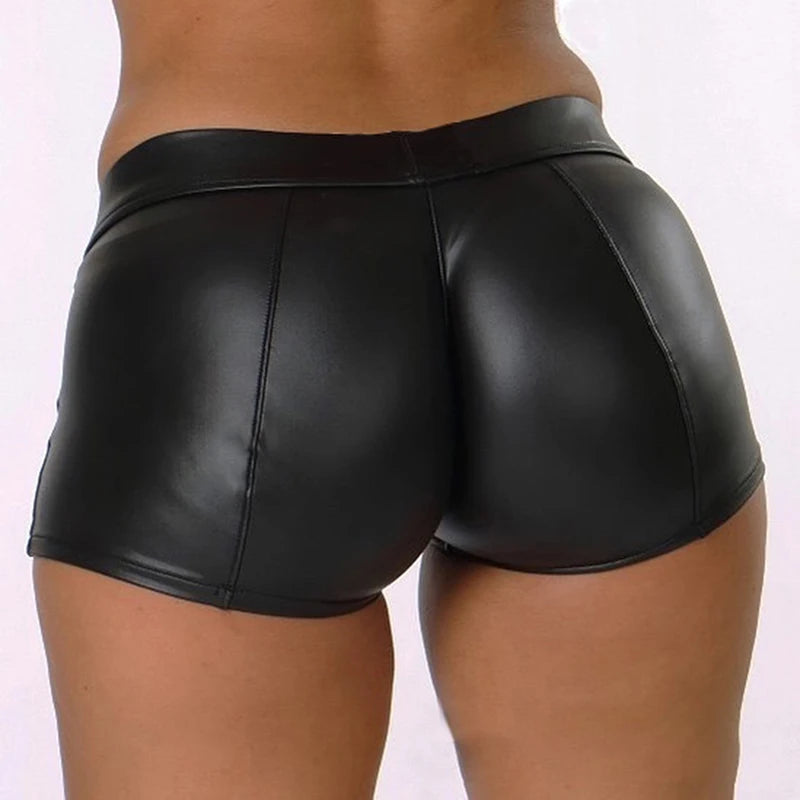 High Waist PU Leather Shorts