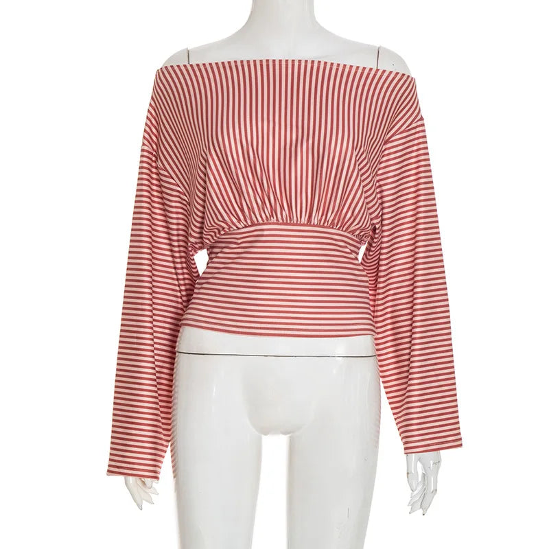 Striped Off-Shoulder Crop Top