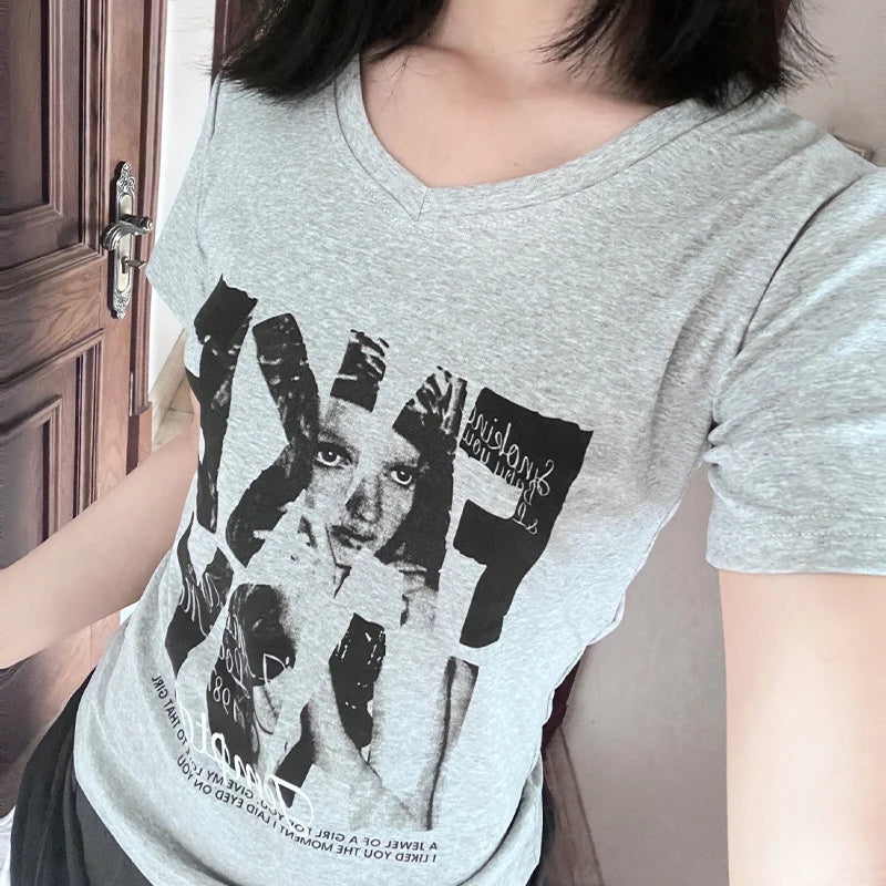 Vintage Graphic V-Neck T-Shirt