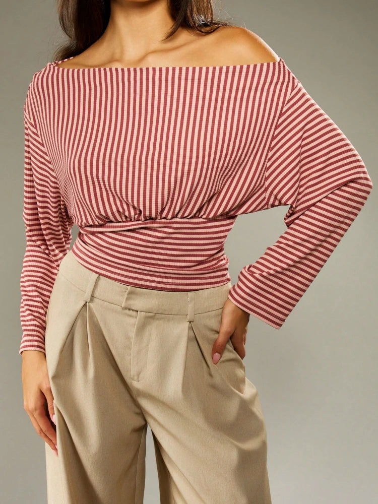 Striped Off-Shoulder Crop Top